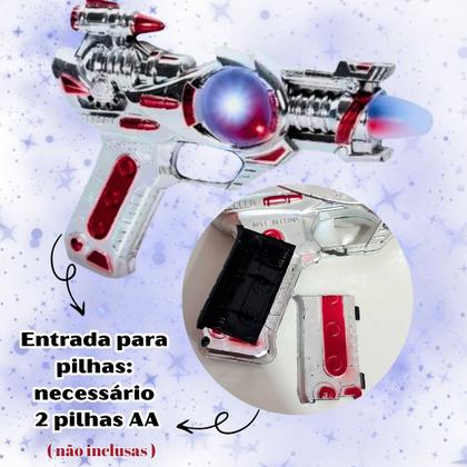 Imagem de Kit 2 Brinquedo Arma Pistola Missão Espacial Com Luz led E Som presente festa infantil interativo