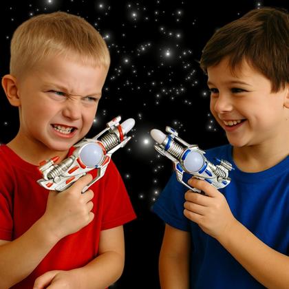 Imagem de Kit 2 Brinquedo Arma Pistola Missão Espacial Com Luz led E Som presente festa infantil interativo