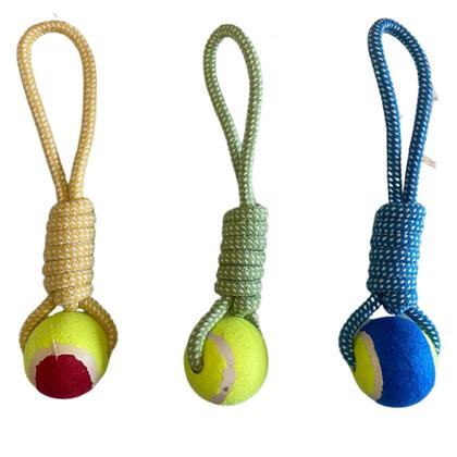 Imagem de Kit 2 Brinquedo Cachorro Corda Mordedor com bola de tenis