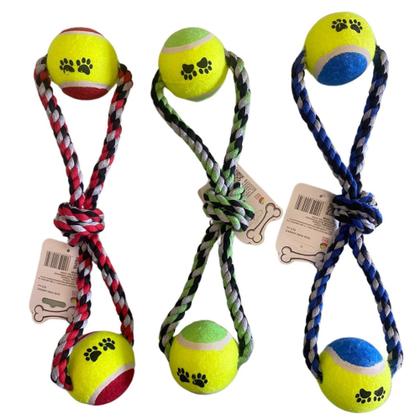 Imagem de Kit 2 Brinquedo Cachorro Corda Mordedor com bola de tenis