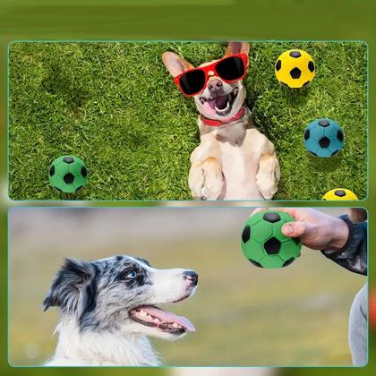Imagem de Kit 2 Brinquedo para Cachorro Mordedor Bolinha de Futebol Borracha Pet Cães com Apito