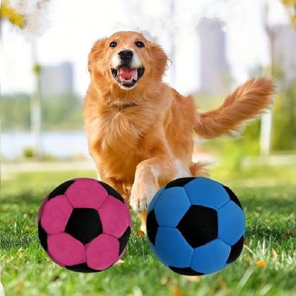 Imagem de Kit 2 Brinquedo para Cachorro Mordedor Bolinha de Futebol Borracha Pet Cães com Apito