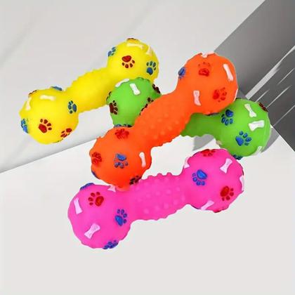 Imagem de Kit 2 Brinquedo para Cachorro Mordedor Halteres de Borracha Osso Pet Cães com Apito