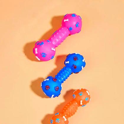 Imagem de Kit 2 Brinquedo para Cachorro Mordedor Halteres de Borracha Osso Pet Cães com Apito