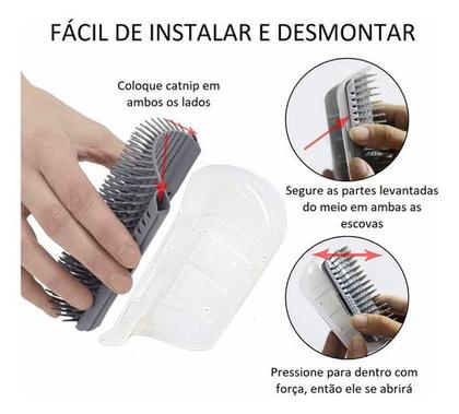 Imagem de Kit 2 Brinquedos Para Gatos Coçador Escova Canto + Abacate Catnip