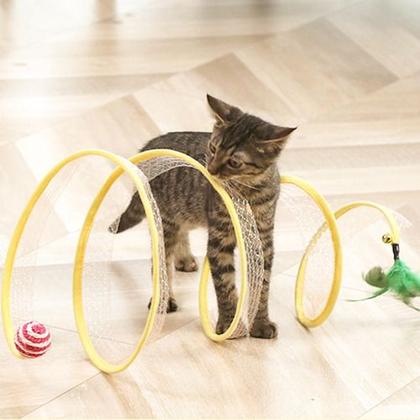 Imagem de Kit 2 Brinquedos Para Gatos Tunel Mola Maluca + Erva Abacate Catnip