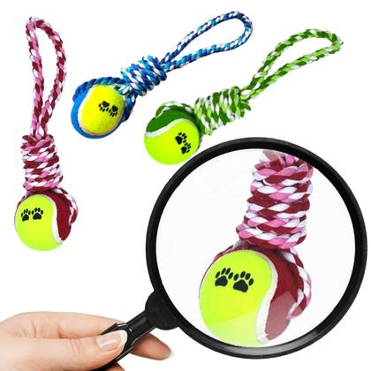 Imagem de KIT 2 Brinquedos Pet interativos para Cães Osso de Nylon Mordedor puxador Bola Corda