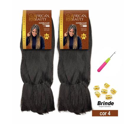 Imagem de Kit 2 Cabelo Jumbo  African Beauty P/Tranças 400gr + Agulha E Anéis