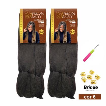 Imagem de Kit 2 Cabelo Jumbo P/ Trança 400gr African Beauty + Anéis E Agulha