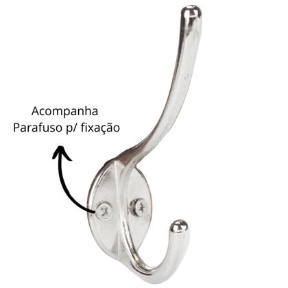 Imagem de Kit 2 Cabide Duplo Grande Metálico Niquelado Beltools