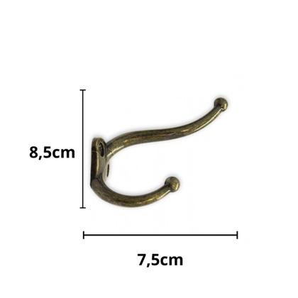 Imagem de Kit 2 Cabide Gancho Duplo Grande Ouro Velho Ref. 8102 - Loth