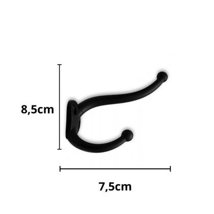 Imagem de Kit 2 Cabide Gancho Duplo Grande Preto Ref. 6102 - Loth