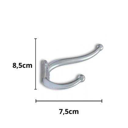 Imagem de Kit 2 Cabide Gancho Duplo Grande Zincado Ref. 21102 - Loth