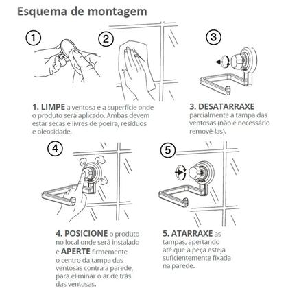 Imagem de Kit 2 Cabide Gancho Duplo Multiuso Com Ventosa Para Toalhas Objetos Utensílios Banheiro Preto Fosco - Future
