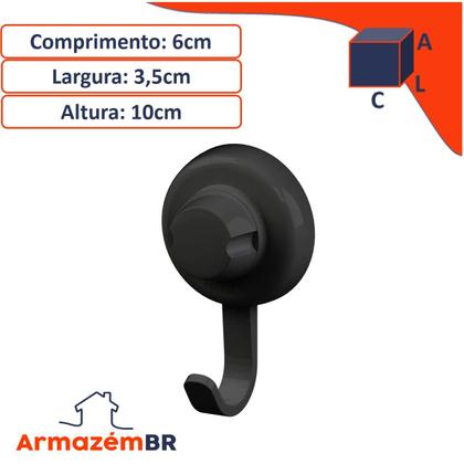 Imagem de Kit 2 Cabide Gancho Multiuso Com Ventosa Para Toalhas Objetos Utensílios Cozinha Banheiro Preto - Future