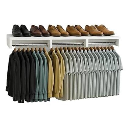 Imagem de Kit 2 Cabideiro de Parede Closet Arara de Roupas Quarto MDF Branco -