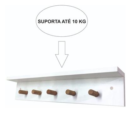 Imagem de Kit 2 Cabideiro De Parede Prateleira 60x9x12cm Mdf Bolsas