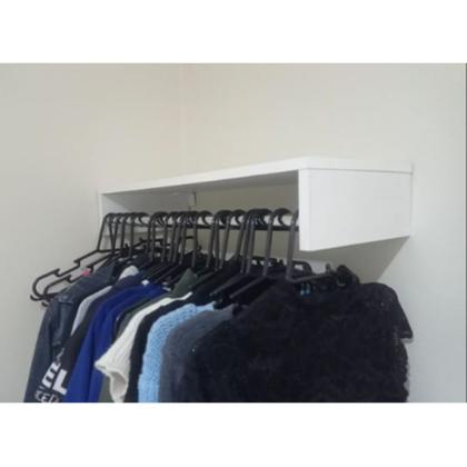 Imagem de Kit 2 Cabideiros De Parede Arara de Roupas em MDF Branco 50cm