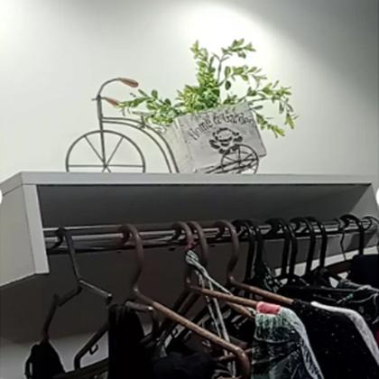 Imagem de Kit 2 Cabideiros De Parede Arara de Roupas em MDF Branco 50cm