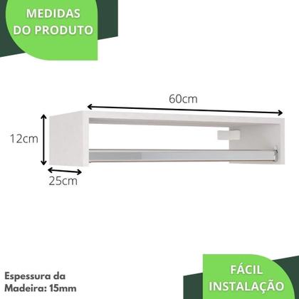 Imagem de Kit 2 Cabideiros de Parede Arara Porta Roupas Quarto Closet Branco - Straub Web