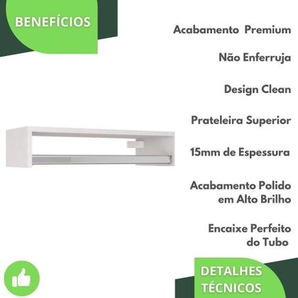 Imagem de Kit 2 Cabideiros de Parede Arara Porta Roupas Quarto Closet Branco - Straub Web