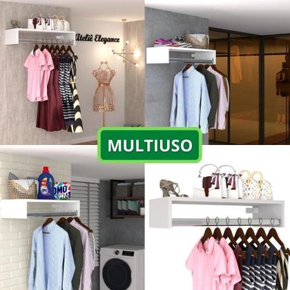 Imagem de Kit 2 Cabideiros de Parede Arara Porta Roupas Quarto Closet Branco - Straub Web