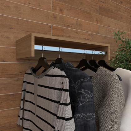 Imagem de Kit 2 Cabideiros de parede suspenso 70x25x11,5 Amadeirado