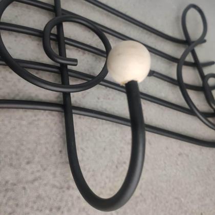 Imagem de Kit 2 Cabideiros Ganchos Aço Preto Fosco Cifra 54cm Parede Toalhas Roupas Bolsas