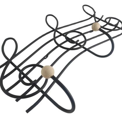 Imagem de Kit 2 Cabideiros Ganchos Aço Preto Fosco Cifra 54cm Parede Toalhas Roupas Bolsas