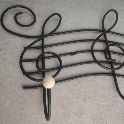 Imagem de Kit 2 Cabideiros Ganchos Aço Preto Fosco Cifra 54cm Parede Toalhas Roupas Bolsas