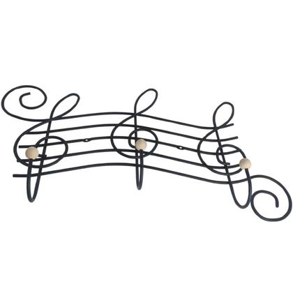 Imagem de Kit 2 Cabideiros Ganchos Aço Preto Fosco Cifra 54cm Parede Toalhas Roupas Bolsas