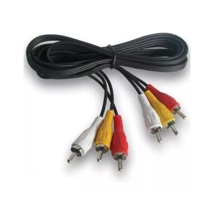 Imagem de Kit 2 Cabo Audio E Video Rca Smart Tv Video Game Tv Cabo 3x3 25cm