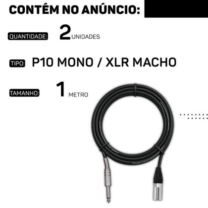 Imagem de Kit 2 Cabo De Microfone Balanceado P10 Mono Para Xlr Macho 1m Metro - Pulse Eletrolon