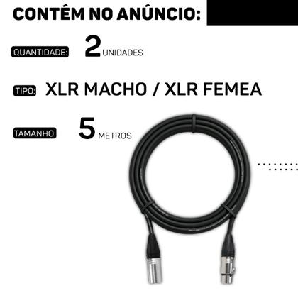 Imagem de Kit 2 Cabo De Microfone Balanceado Xlr Macho Para Xlr Femea 5m Metros - Pulse Eletrolon
