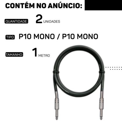 Imagem de Kit 2 Cabo P10 Mono P10 Mono Para Violão Guitarra Baixo 1m Metro - Pulse Eletrolon