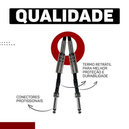 Imagem de Kit 2 Cabo P10 Mono P10 Mono Para Violão Guitarra Baixo 3m Metros - Pulse Eletrolon