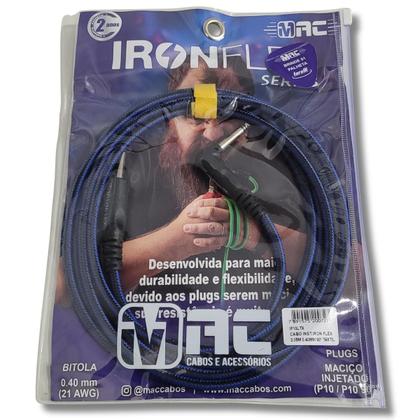 Imagem de Kit 2 Cabo P10 + P10 90º 4.57m 0.40mm Têxtil Ironflex Bk Az