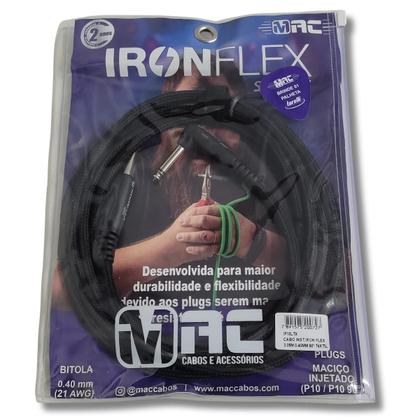 Imagem de Kit 2 Cabo P10 + P10 90º 4.57m 0.40mm Têxtil Ironflex Bk