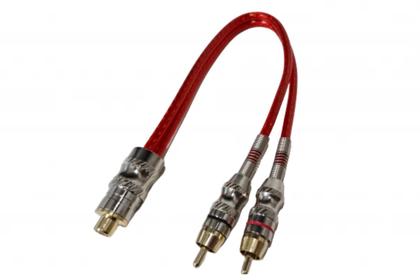 Imagem de Kit 2 cabo RCA Y 2 Macho 1 Femea tripla blindagem blindado