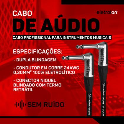 Imagem de Kit 2 Cabos P10 90º Mono Para P10 90 Mono - 1 Metro Cada Eletrolon
