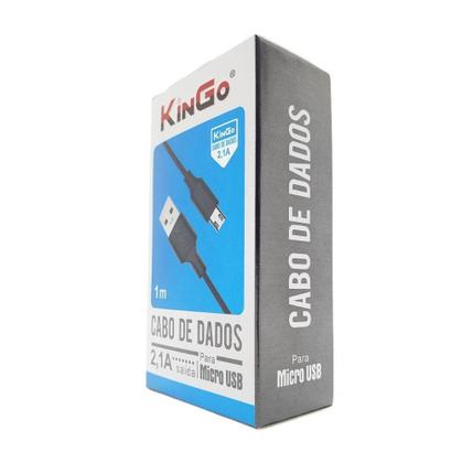 Imagem de Kit 2 Cabos Usb V8 Kingo Preto 1M 2.1A Para Galaxy A10S