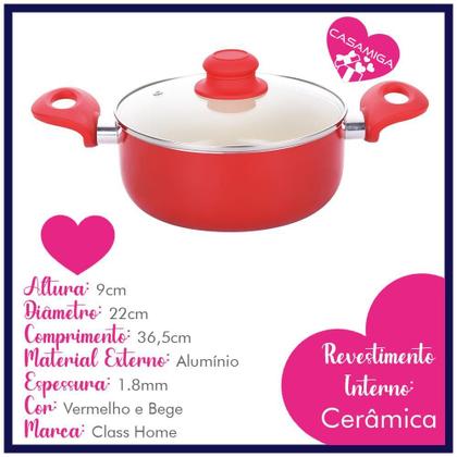 Imagem de Kit 2 Caçarola Revestimento Cerâmico Rubi 1.8Mm 22 E 24Cm