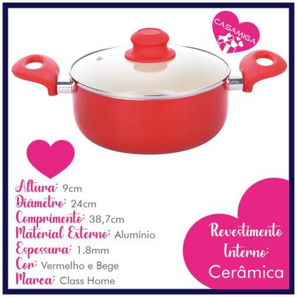 Imagem de Kit 2 Caçarola Revestimento Cerâmico Rubi 1.8Mm 22 E 24Cm