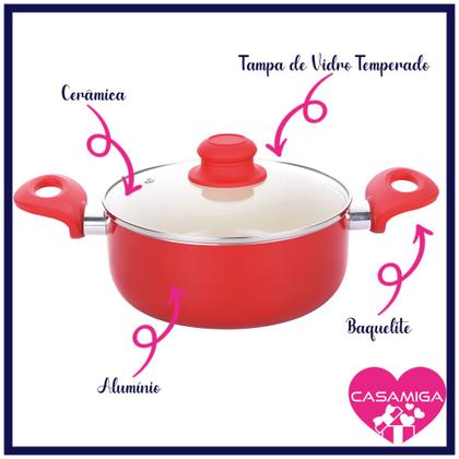 Imagem de Kit 2 Caçarolas Revestimento Cerâmico Rubi 1.8mm 24cm Class
