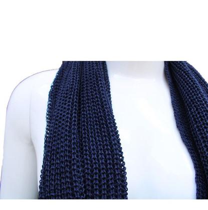 Imagem de Kit 2 Cachecóis Feminino Fechada Em Lã Tricô Gola Max Azul-escuro