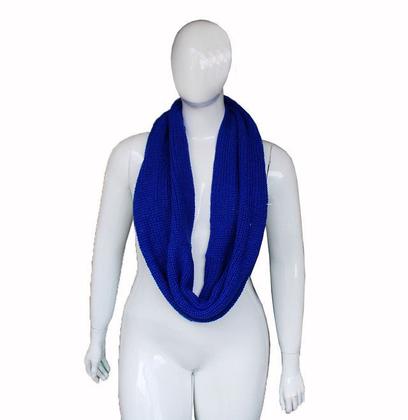 Imagem de Kit 2 Cachecóis Feminino Fechada Em Lã Tricô Gola Max Azul-Royal