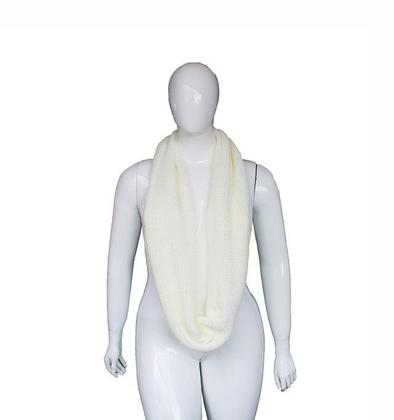 Imagem de Kit 2 Cachecóis Feminino Fechada Em Lã Tricô Gola Max  Branco