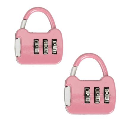 Imagem de Kit 2 Cadeados Coloridos Combinação Bloqueio Por Senha 3 Digitos Armários Mochilas