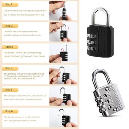 Imagem de Kit 2 Cadeados Para Proteção Com Código de combinação Número Proteção