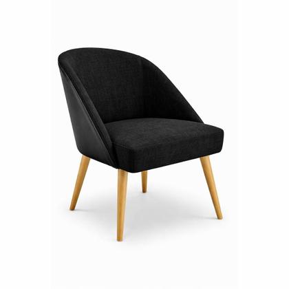 Imagem de Kit 2 Cadeira Decorativa Lua para Sala de Estar ou Recepção Tecido Linho com Encosto material sintético Preto Cor:Cinza